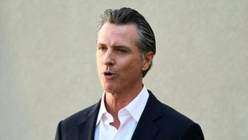 California Governor Gavin Newsom speaks during a press conference about Covid-19 vaccinations and housing for homeless veterans on November 10, 2021 in Los Angeles.