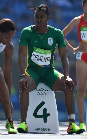 South Africa's Caster Semenya prepares to compete in the Women's 800m.