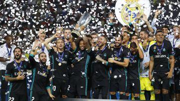 El Real Madrid celebrando la Supercopa de Europa