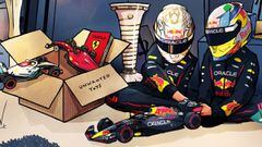Verstappen y Pérez, en la tarjeta de Navidad de Red Bull.