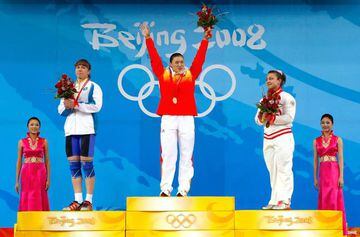 Cao Lei on the podium at the Beijing 2008 Olympic Games.