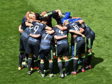 Wales' pre-match huddle.