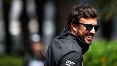 SHANGHAI, CHINA - APRIL 08: Fernando Alonso of Spain and McLaren Honda walks in the Paddock during final practice for the Formula One Grand Prix of China at Shanghai International Circuit on April 8, 2017 in Shanghai, China.  (Photo by Clive Mason/Getty Images)