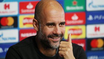 FILE PHOTO: Soccer Football - Champions League - Manchester City Press Conference - Etihad Campus, Manchester, Britain - September 30, 2019   Manchester City manager Pep Guardiola during the press conference     Action Images via Reuters/Carl Recine/File 