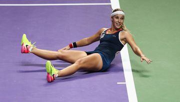 Dominika Cibulkova celebra su triunfo ante Kerber.