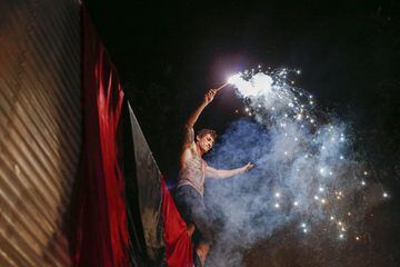 RIO DE JANEIRO, BRAZIL - NOVEMBER 23: A fan of Flamengo celebrates with flares his team's win after the Flamengo v River Plate Copa CONMEBOL Libertadores 2019 Final in Rio de Janeiro, Brazil.