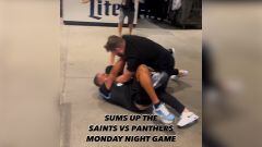 The Saints beat the Panthers 20-17 on Monday, but it was a Saints fan dominating a Panthers fan in a brawl that everyone was talking about on social media.