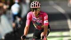 EF Education-Easypost team's Colombian rider Rigoberto Uran cycles past the finish line of the 9th stage of the 109th edition of the Tour de France cycling race, 192,9 km between Aigle in Switzerland and Chatel Les Portes du Soleil in the French Alps, on July 10, 2022. (Photo by Marco BERTORELLO / AFP) (Photo by MARCO BERTORELLO/AFP via Getty Images)