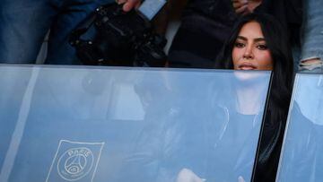 US socialite Kim Kardashian attends to watch the French L1 football match between Paris Saint-Germain (PSG) and Stade Rennais FC at The Parc des Princes Stadium in Paris on March 19, 2023. (Photo by FRANCK FIFE / AFP) (Photo by FRANCK FIFE/AFP via Getty Images)