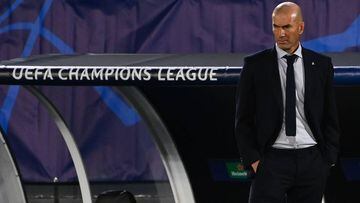 Zinedine Zidane reacts during the Champions League group B match against Shakhtar Donetsk. 