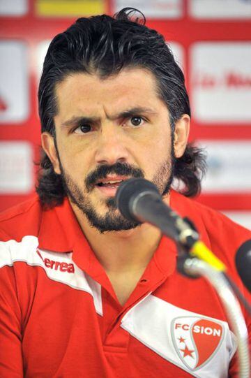 Former Italian player and former captain of the Swiss football club FC Sion Gennaro Gattuso during a press conference in Sion.