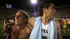 Suárez, Cavani, Riquelme y Zanetti, en la despedida de Forlán