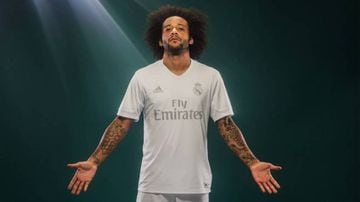 Marcelo models the kit worn by Real against Sporting.