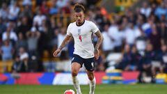WOLVERHAMPTON, ENGLAND - JUNE 14: Kalvin Phillips of England runs with the ball during the UEFA Nations League League A Group 3 match between England and Hungary at Molineux on June 14, 2022 in Wolverhampton, England. (Photo by Danehouse Photography Ltd/Getty Images)