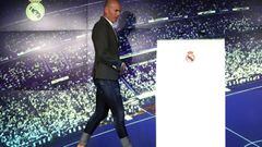 Imagen de Zinedine Zidane durante su presentaci&oacute;n como t&eacute;cnico del Real Madrid.