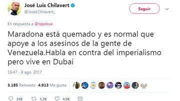 Chilavert: "¿Maradona? apoya a los asesinos de Venezuela.... pero él vive en Dubai"