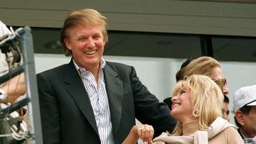 FILE PHOTO: Developer Donald Trump talks with his former wife Ivana Trump during the men's final at the U.S. Open September 7, 1997. REUTERS/Mike Blake/File Photo