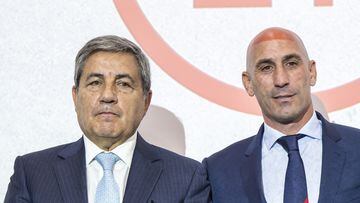 El presidente de la Federación Portuguesa, Fernando Gomes, y el ya ex de la Española, Luis Rubiales.