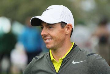 Rory McIlroy of Northern Ireland looks on during a practice round prior to the start of the 2017 Masters Tournament at Augusta National Golf Club