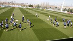 El Real Madrid, durante un entrenamiento en Valdebebas. 