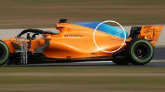 Las marcas que evidenciaron los problemas del McLaren durante los test de Barcelona.
