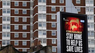 A UK government public health campaign message is displayed on a billboard in West London. 