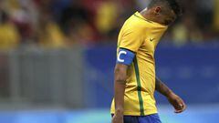  Neymar(BRA) of Brazil reacts at end of game against Iraq.  