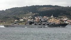 CANAKKALE, TURKIYE - (ARCHIVE): A file photo dated November 15, 2013 shows guided missile cruiser of the Russian Navy, Moskva, passing through  the Dardanelles strait in Canakkale, Turkiye.  Russian Defense Ministry says fire broke out on naval cruiser Moskva. "As a result of a fire, ammunition exploded on the Moskva missile cruiser. The ship was seriously damaged. The crew was completely evacuated,â the ministry said in a statement. Late Wednesday, Maksym Marchenko, the head of Ukraineâs Odessa Regional Military Administration, said the Ukrainian military had struck the warship with two Neptune class anti-ship missiles, causing severe damage. (Photo by Burak Akay/Anadolu Agency via Getty Images)