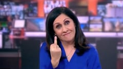 BBC news anchor Maryam Moshiri was caught giving the middle finger to the camera live on air and has apologized, saying it was meant as a “private joke”.