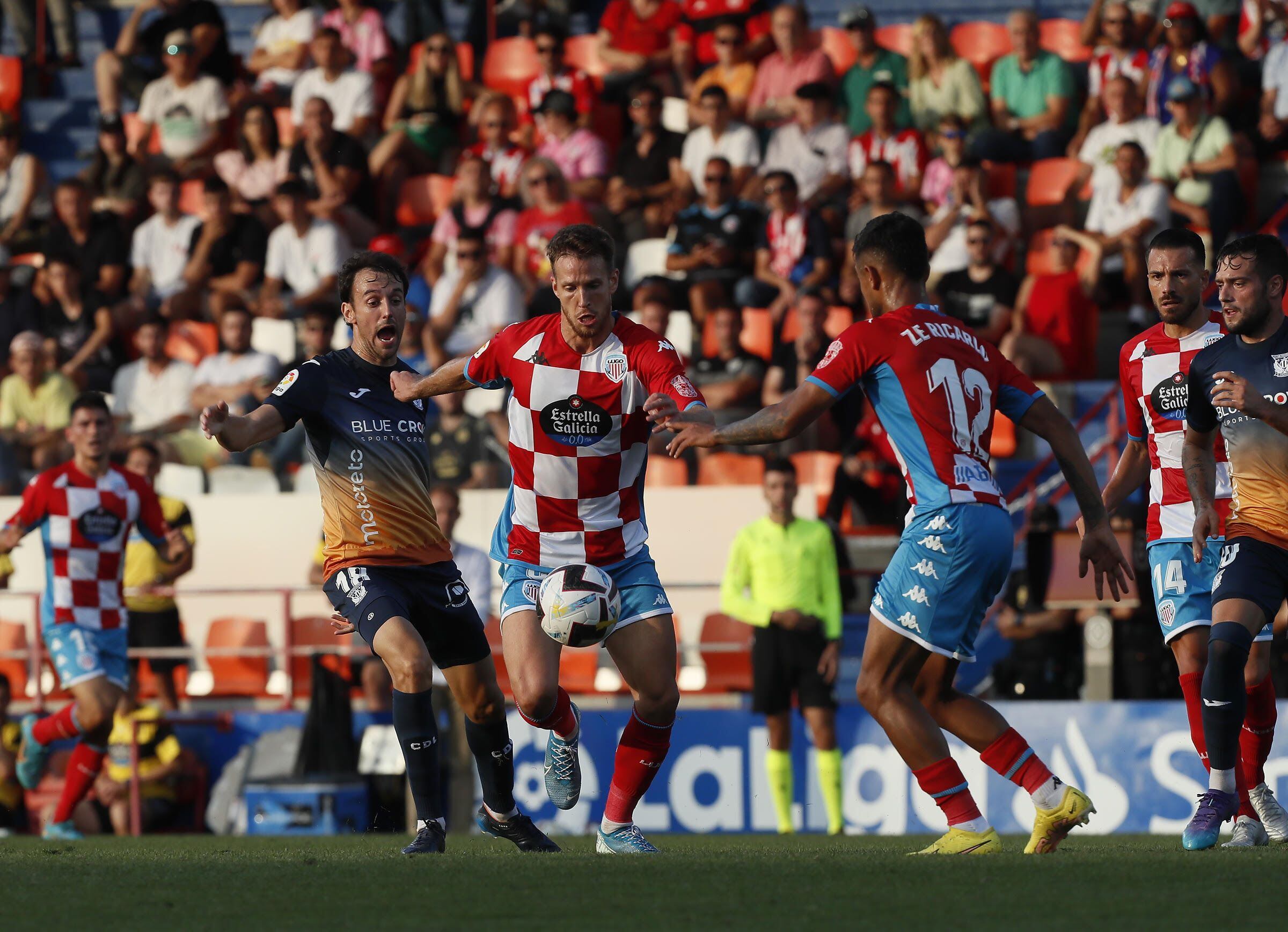 Jugadores del Lugo durante un partido de LaLiga SmartBank contra el Leganés.