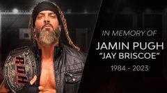 Cartel con el que la All Elite Wrestling ha querido recordar a Jamin Pugh, Jay Biscoe, fallecido en accidente de tráfico a los 38 años.