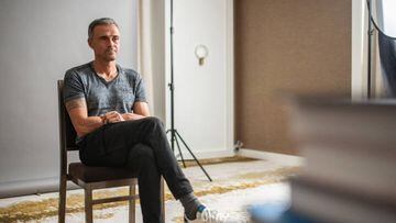 FRANKFURT AM MAIN, GERMANY - OCTOBER 08: Luis Enrique gives an interview at The Westin Grand Hotel Frankfurt ahead of the UEFA EURO 2024 Qualifying Round Draw at Messe Frankfurt on October 08, 2022 in Frankfurt am Main, Germany.(Photo by Boris Streubel - UEFA/UEFA via Getty Images)