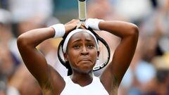 Tennis - Wimbledon - All England Lawn Tennis and Croquet Club, London, Britain - July 1, 2019  Cori Gauff of the U.S. celebrates winning her first round match against Venus Williams of the U.S.  REUTERS/Toby Melville