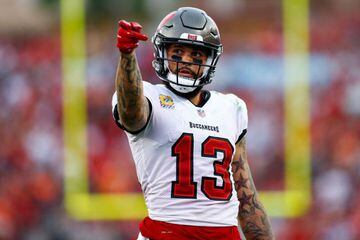 Oct 24, 2021; Tampa, Florida, USA; Tampa Bay Buccaneers wide receiver Mike Evans (13) reacts after catching a pass in the first half against the Chicago Bears at Raymond James Stadium. Mandatory Credit: Nathan Ray Seebeck-USA TODAY Sports