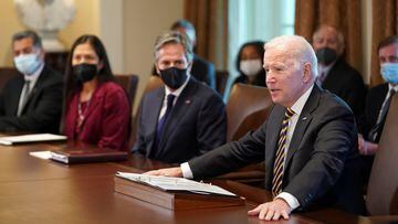 Biden holds a Cabinet meeting at the White House in Washington.