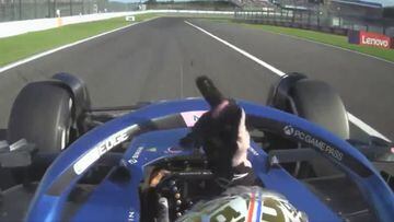 El enfado de Gasly después de acabar la carrera en Japón.