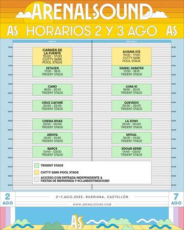 Los horarios del 2 y 3 de agosto en el Arenal Sound 2022.