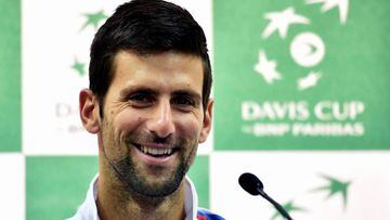 Novak Djokovic during a press conference ahead of the Davis Cup. 