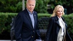 President Joe Biden and first lady Jill Biden make their way to Marine One on the South Lawn of the White House for a trip to Fort Myers.