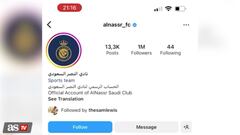 El crecimiento en seguidores de la red social oficial del equipo saudí tras anunciar a Cristiano Ronaldo.