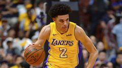 ANAHEIM, CA - SEPTEMBER 30: Lonzo Ball #2 of the Los Angeles Lakers during the game against the Minnesota Timberwolves on September 30, 2017 at the Honda Center in Anaheim, California. NOTE TO USER: User expressly acknowledges and agrees that, by downloading and or using this photograph, User is consenting to the terms and conditions of the Getty Images License Agreement.   Robert Laberge/Getty Images/AFP == FOR NEWSPAPERS, INTERNET, TELCOS &amp; TELEVISION USE ONLY ==