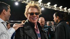 Singer Axl Rose tours the grid before the start of the Las Vegas Formula One Grand Prix on November 18, 2023, in Las Vegas, Nevada. (Photo by ANGELA WEISS / AFP)