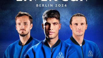 Cartel con el que la Laver Cup ha anunciado a Daniil Medvedev y Alexander Zverev junto a Carlos Alcaraz en el equipo de Europa.