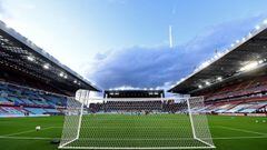 (FILES) In this file photo taken on October 01, 2020 Villa Park stadium is pictured in Birmingham, central England   ahead of the English League Cup fourth round football match. - Aston Villa were forced to close their training ground on January 7, 2021 a