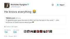 Kyrgios se burla de la crítica de McEnroe: "Lo sabe todo"