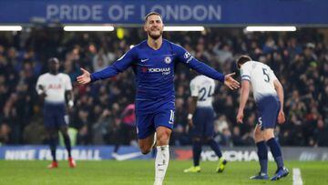 Chelsea's Eden Hazard scores against Spurs