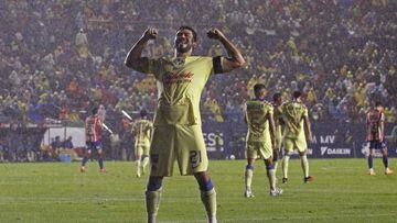     Henry Martin celebrates his foal 0-2 of America during the Semifinals first leg match between Atletico San Luis and Club Aguilas del America as part of Torneo Apertura 2023 Liga BBVA MX, at Alfonso Lastras Stadium, December 06, 2023, in San Luis Potosi, Mexico.