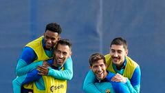 Busquets, en un entrenamiento del Barça.